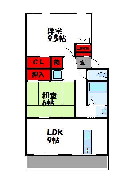 サルヴァトーレ志免(2LDK/3階)の間取り写真