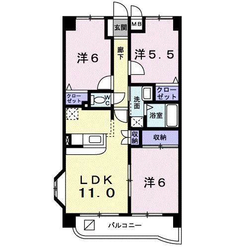 サン・アムール壱番館(3LDK/3階)の間取り写真