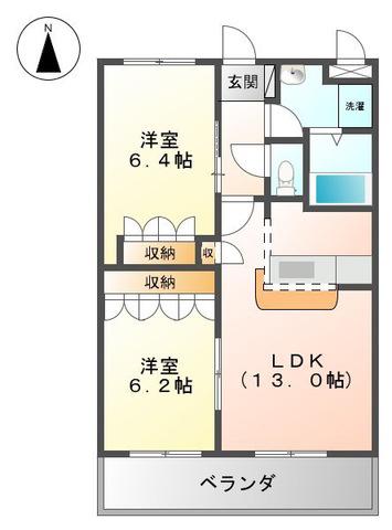 プリオール西野 壱番館(2LDK/2階)の間取り写真