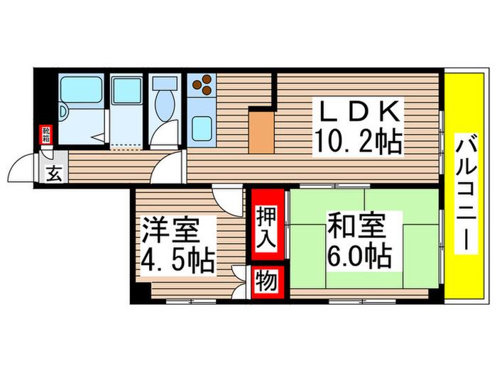 共栄ビル(2LDK/3階)の間取り写真