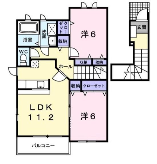 RIVERSIDE東祥B(2LDK/2階)の間取り写真