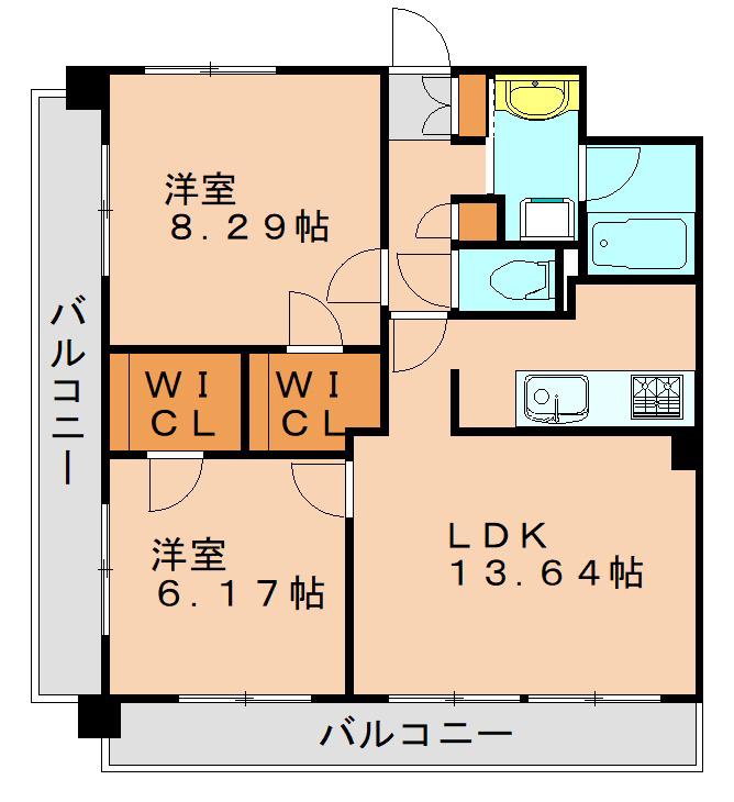 パークサイドスクエア(2LDK/3階)の間取り写真