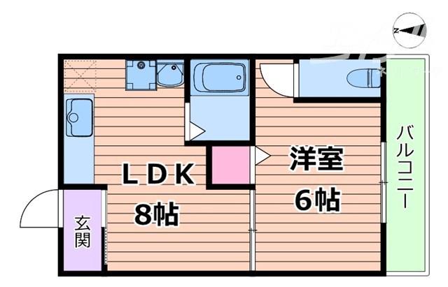 千里丘ハイツ(1LDK/1階)の間取り写真