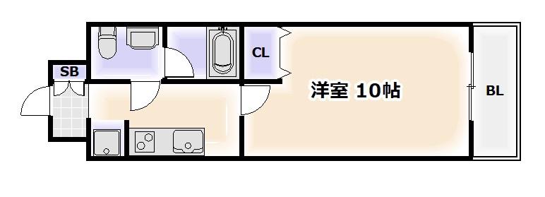 ヒルズ夕陽丘(1K/5階)の間取り写真