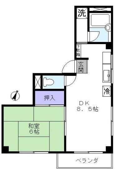 ワラビハウス(1DK/2階)の間取り写真
