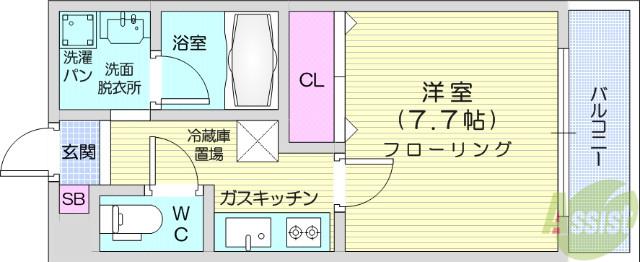ヴィラ・ボヌール(1K/3階)の間取り写真