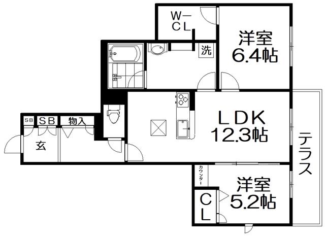 SHAMAISON STELLA RISAIA(2LDK/1階)の間取り写真