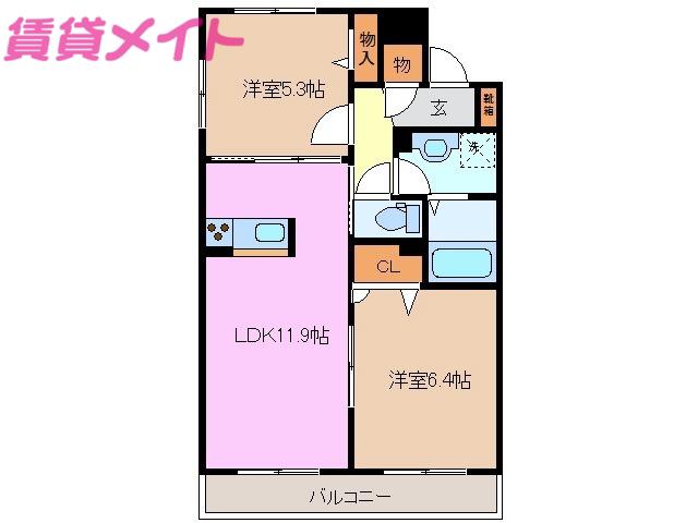 ルーチェ(2LDK/1階)の間取り写真