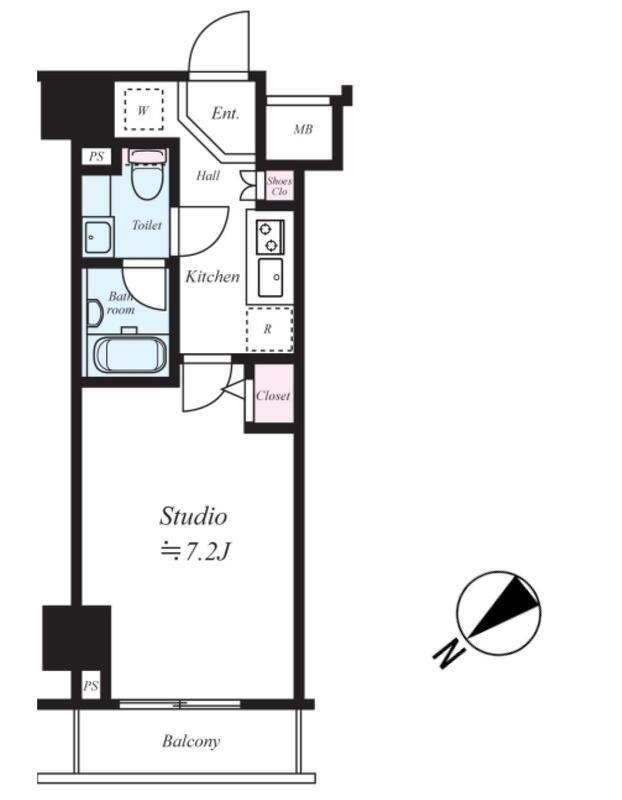 CASA SPLENDIDO TORANOMON EST(1K/12階)の間取り写真