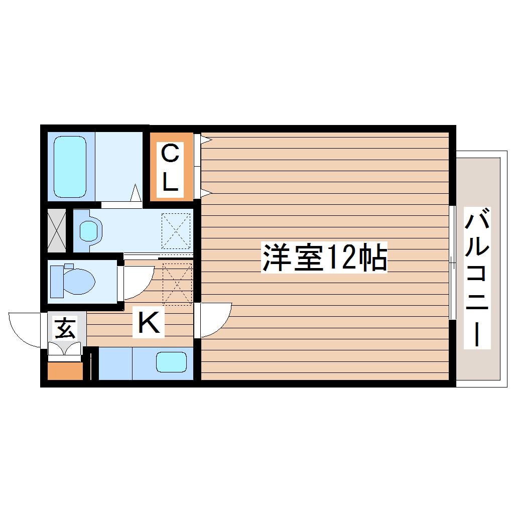 メゾン台原(1K/2階)の間取り写真