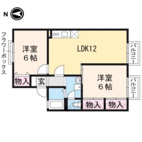 アグリンビレッジC棟(2LDK/1階)の間取り写真