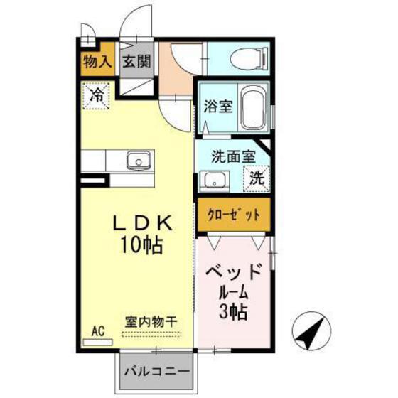 ブライト ヒルズ(1LDK/2階)の間取り写真