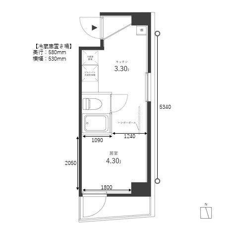 SE339(1K/7階)の間取り写真