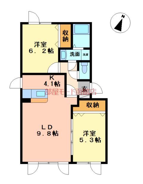 ピュアコート(2LDK/1階)の間取り写真