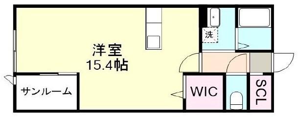 96APT(ワンルーム/2階)の間取り写真