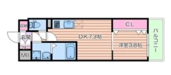CITY PAL CREST TANIMACHI(1DK/15階)の間取り写真