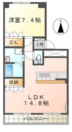 ステイタカダ(1LDK/1階)の間取り写真