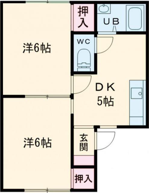 ファミール稲垣(2DK/2階)の間取り写真