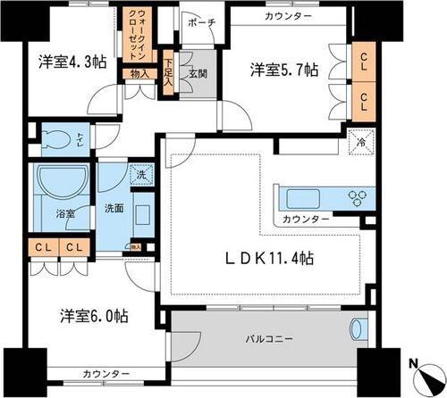 KDXレジデンス町田(3LDK/3階)の間取り写真