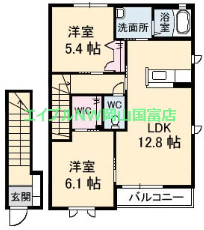 シャーメゾン アドニス II棟(2LDK/2階)の間取り写真