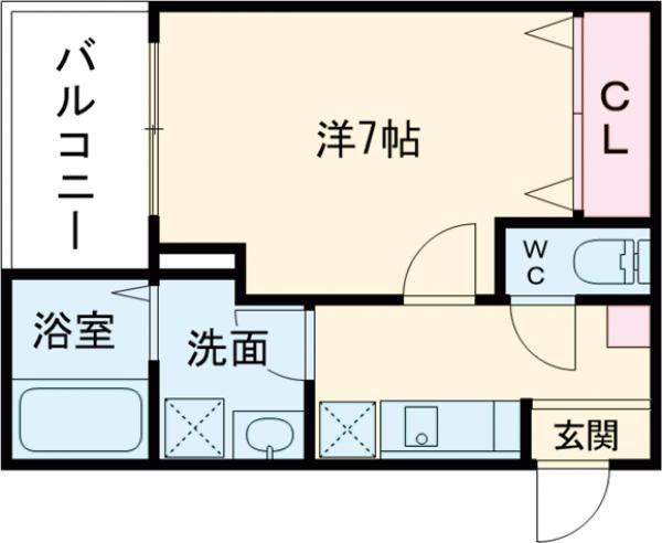 ジーメゾン青梅末広(1K/3階)の間取り写真