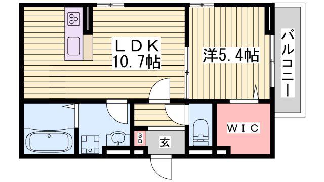 BELLPLAGE魚住(1LDK/3階)の間取り写真
