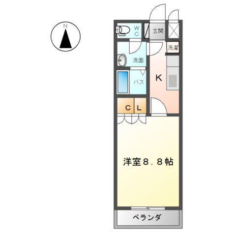 フェアリールージュC(1K/2階)の間取り写真