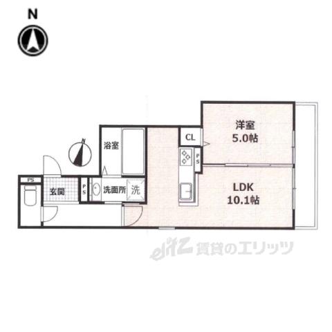 北大路RESIDENCE(1LDK/1階)の間取り写真