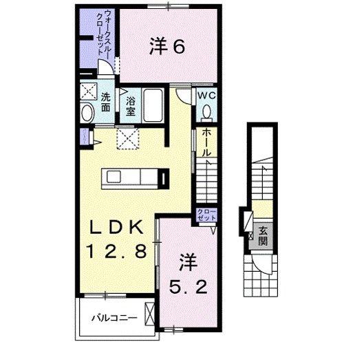ティアモ・S(2LDK/2階)の間取り写真