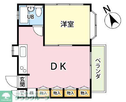 砧フラット(1DK/3階)の間取り写真