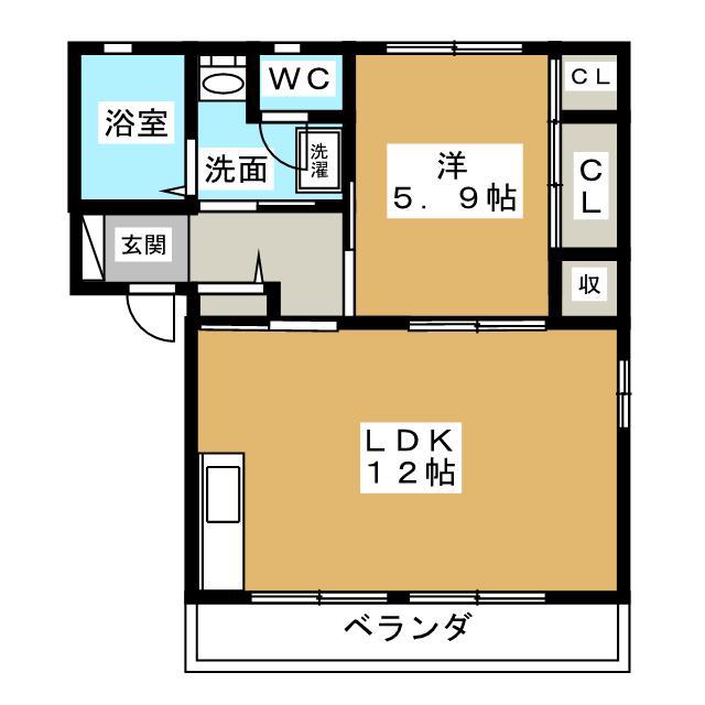 メゾンジュネス A(1LDK/1階)の間取り写真