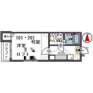 ヴァンベール宮町(1K/1階)の間取り写真