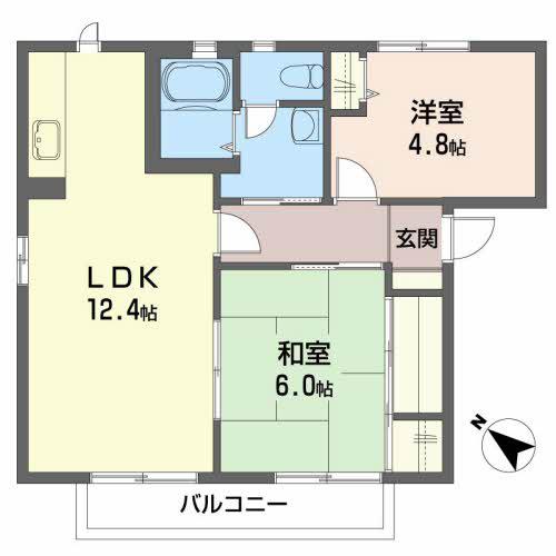 グランシード21B(2LDK/1階)の間取り写真