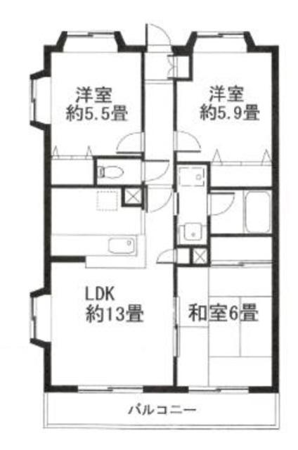第7旭マンション(3LDK/1階)の間取り写真