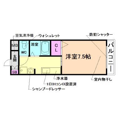 ブレア・カースル(1K/2階)の間取り写真