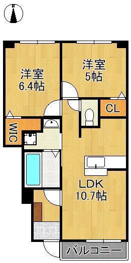 メゾンド・プチ・フルールXI(2LDK/1階)の間取り写真