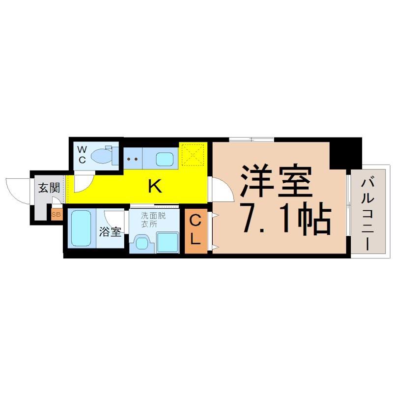 グランディール上前津(1K/2階)の間取り写真