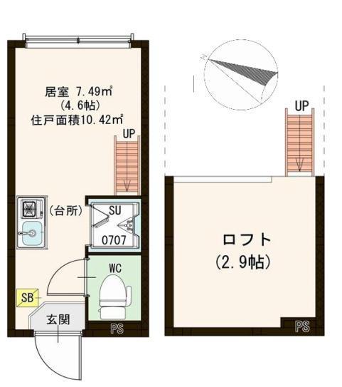 ハーモニーテラス本町III(ワンルーム/1階)の間取り写真