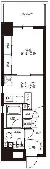 藤和シティスクエア三鷹駅前(1DK/3階)の間取り写真