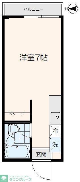 ウィンコーポ北野(ワンルーム/2階)の間取り写真