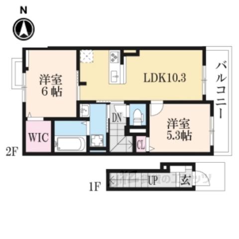 ヴェルデ Ⅰ(2LDK/2階)の間取り写真