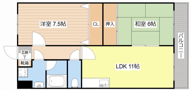 エスペラント(2LDK/4階)の間取り写真