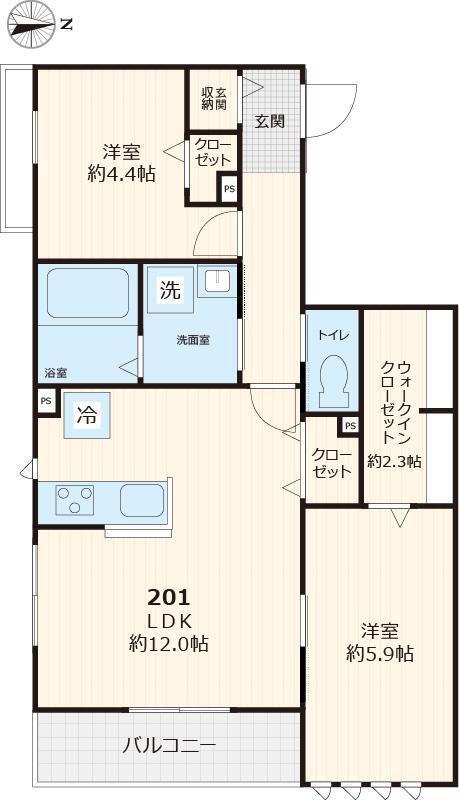 グレイス K(2LDK/2階)の間取り写真
