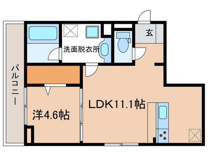 ノクターン内山(1LDK/1階)の間取り写真