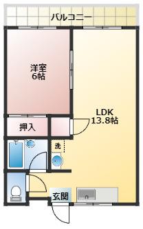 ラビットハウスきさく(1LDK/2階)の間取り写真