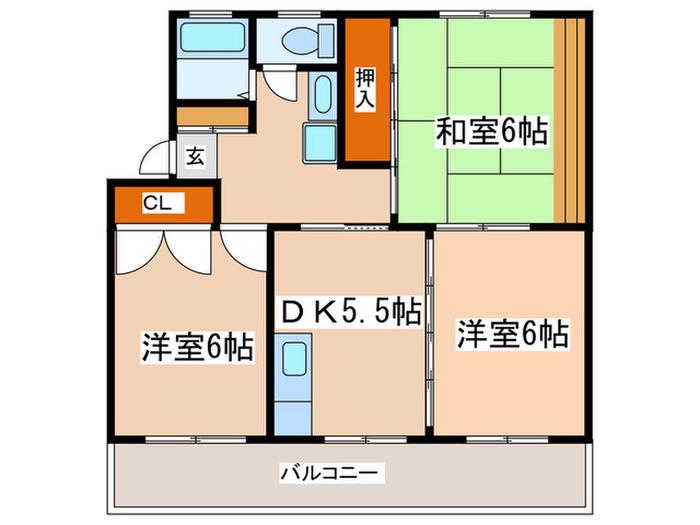 アーバンハイツ竹内(3DK/1階)の間取り写真