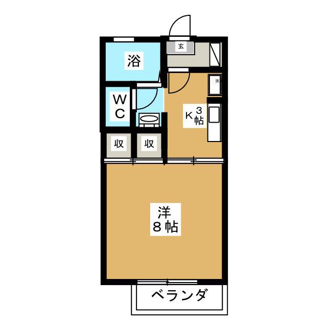ラフォーレ北長野 D棟(1K/2階)の間取り写真