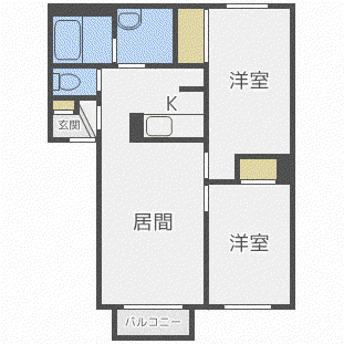 シャーメゾンIS(2LDK/2階)の間取り写真