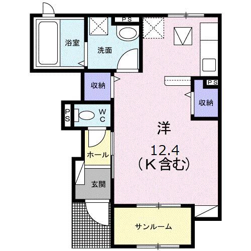 ヴィーナスIII-A(ワンルーム/1階)の間取り写真