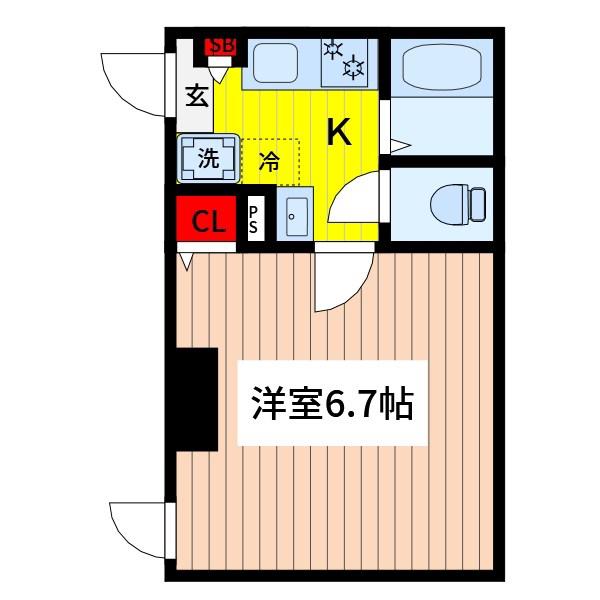 ヴィラ川口西青木(1K/2階)の間取り写真